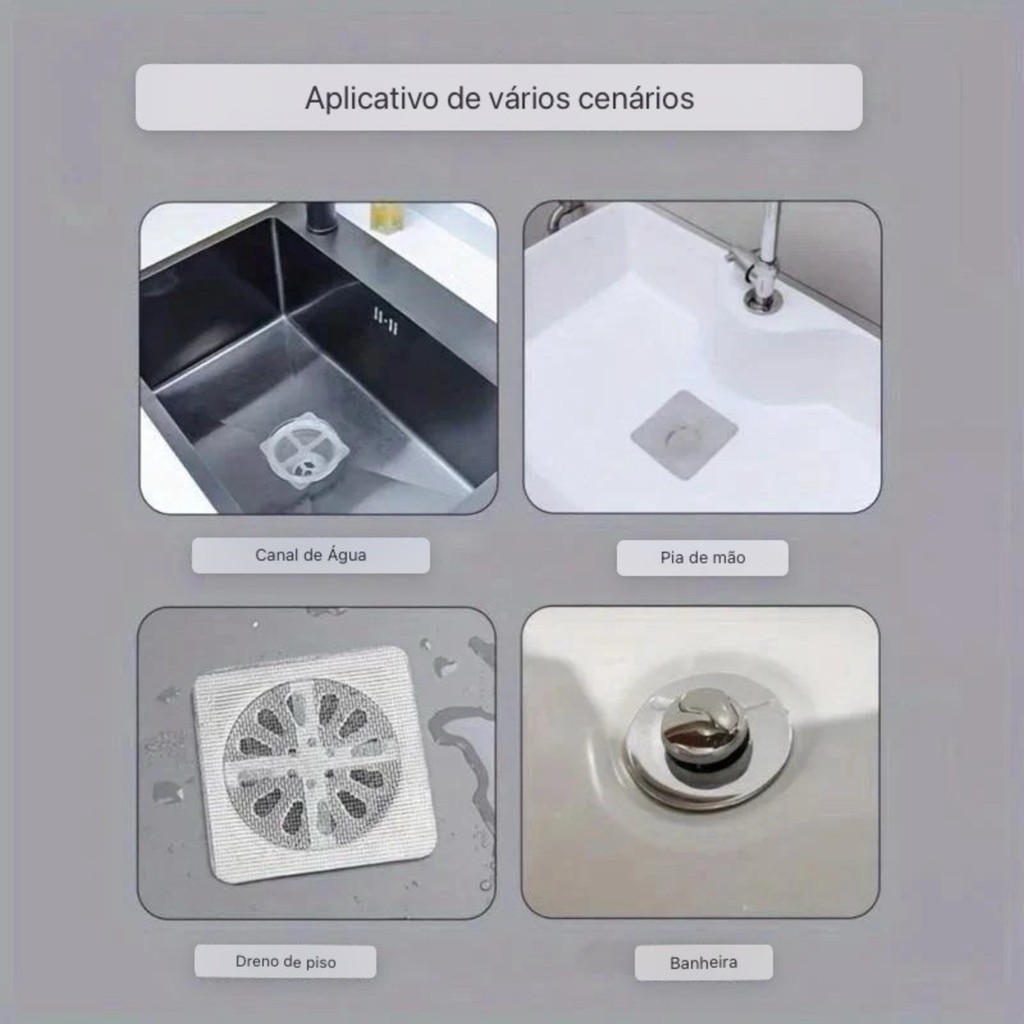Kits Protetor De Ralo Banheiro Cozinha Tela Adesivo，10 ，20 ou 30 uns