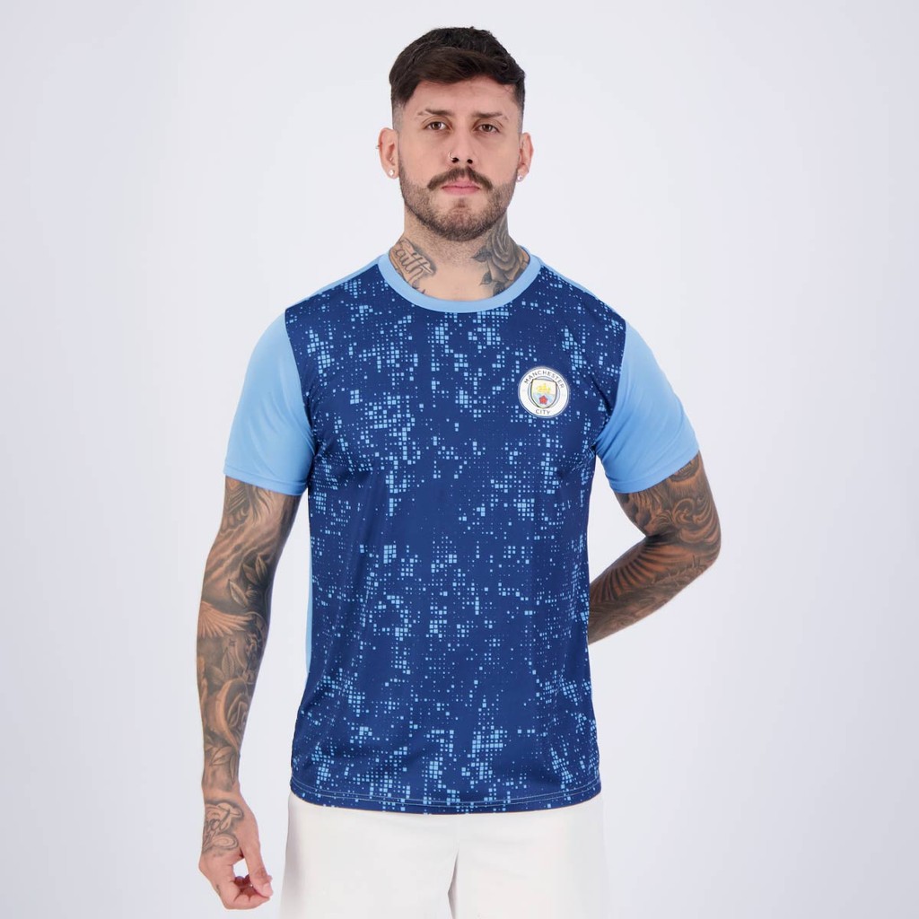 Camisa Manchester City Escudo Dryfit Marinho em Oferta na Shopee