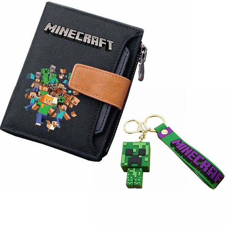Carteira Minecraft Mercadoria Carteira Creeper Crianças Carteira Estudante Fivela Bolsa de Moedas de Lona Masculina