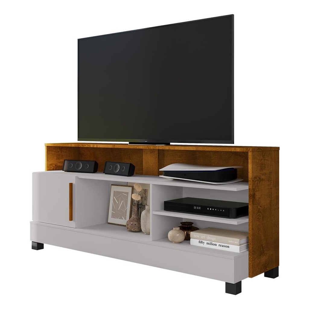 Rack Taipu TV 55 Polegadas com 1 Porta e Pés Madeira Maciça em Oferta na Shopee