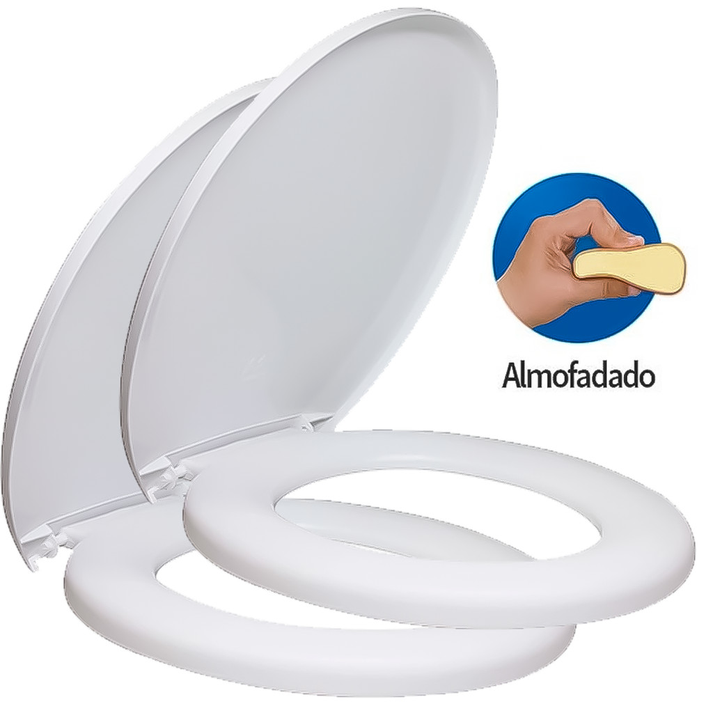 Kit 2 Assento Sanitário Tampa De Vaso Sanitário Oval Almofadado Slim Deca Icasa Logasa Universal em Oferta na Shopee