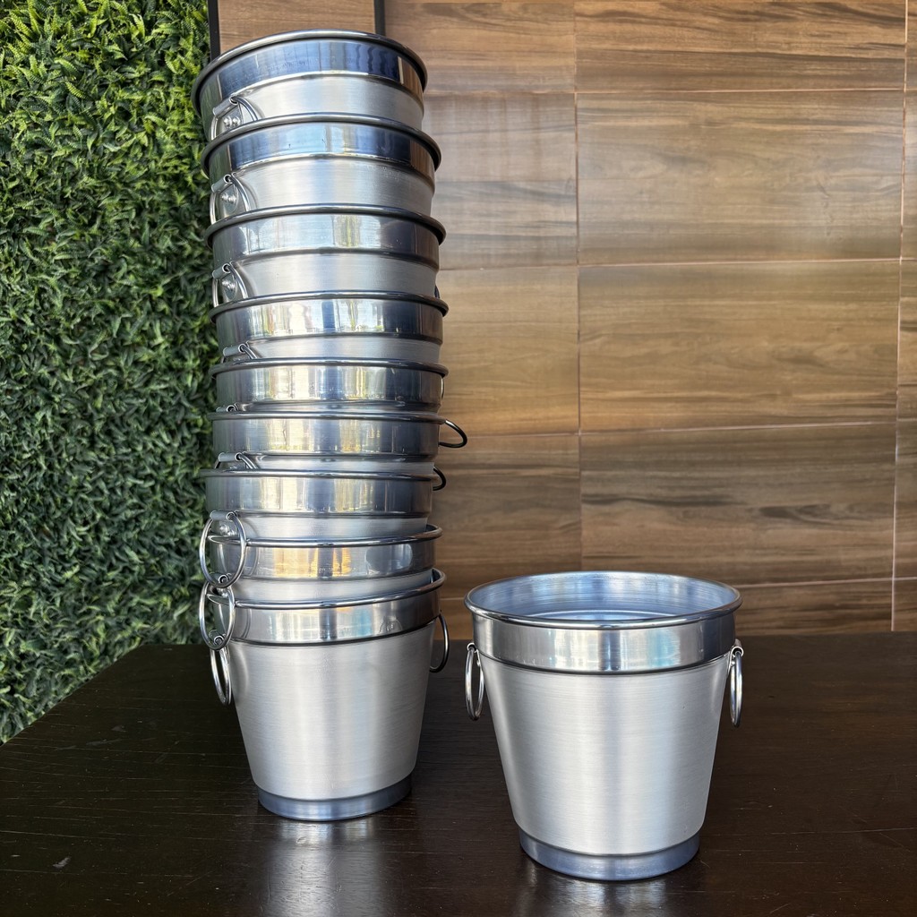 Kit 10 Baldes de gelo 3 Litros de Aluminio Polido