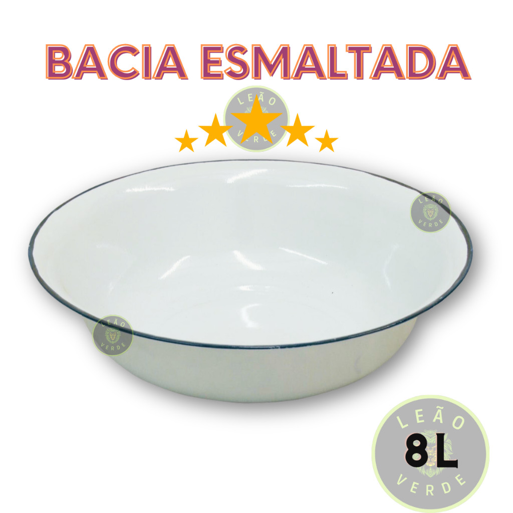 Bacia Esmaltada Branca Tamanho 38 Bacia Esmaltada Retro 8L Vintage Atoxica Escalda Pés prato