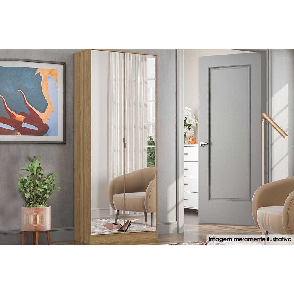 Armário Sapateira Quarto Grife 2 Portas e 1 Gaveta c/ Espelho Amêndola Touch - Demóbile em Oferta na Shopee