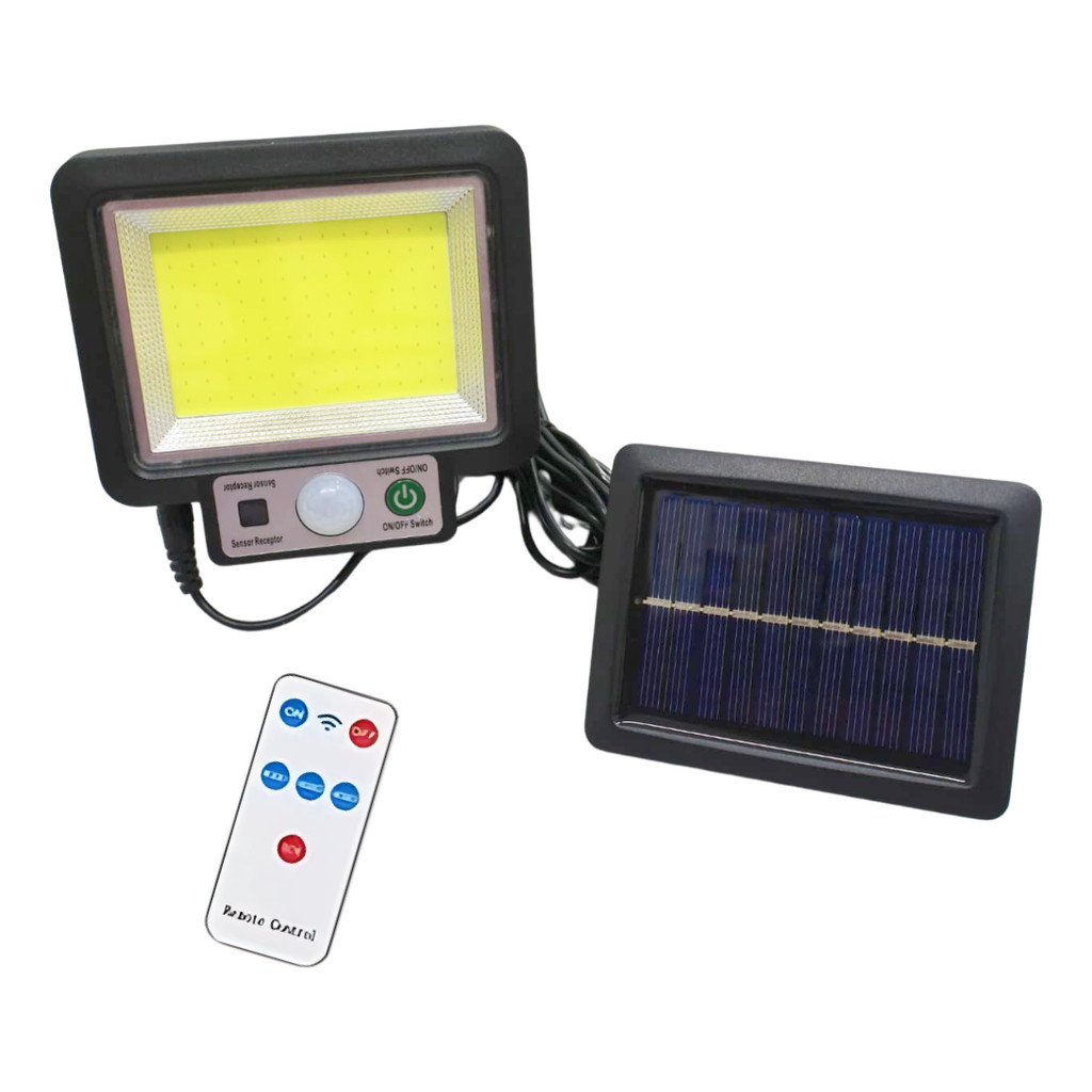 Luminária Solar Parede 117cob Placa Separada Sensor Presença
