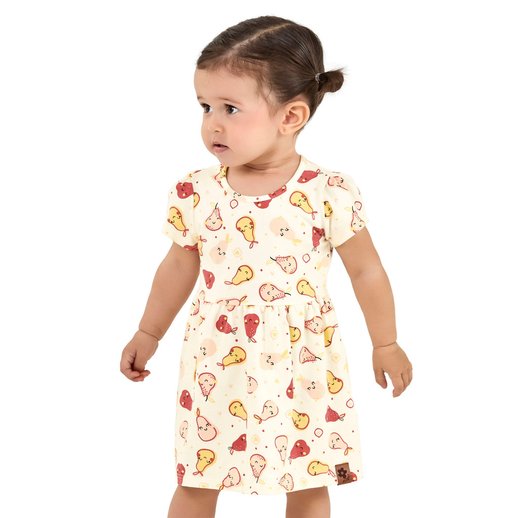 Vestido Bebê Menina Frutinhas Elian Bege - Baby & Kids Fashion