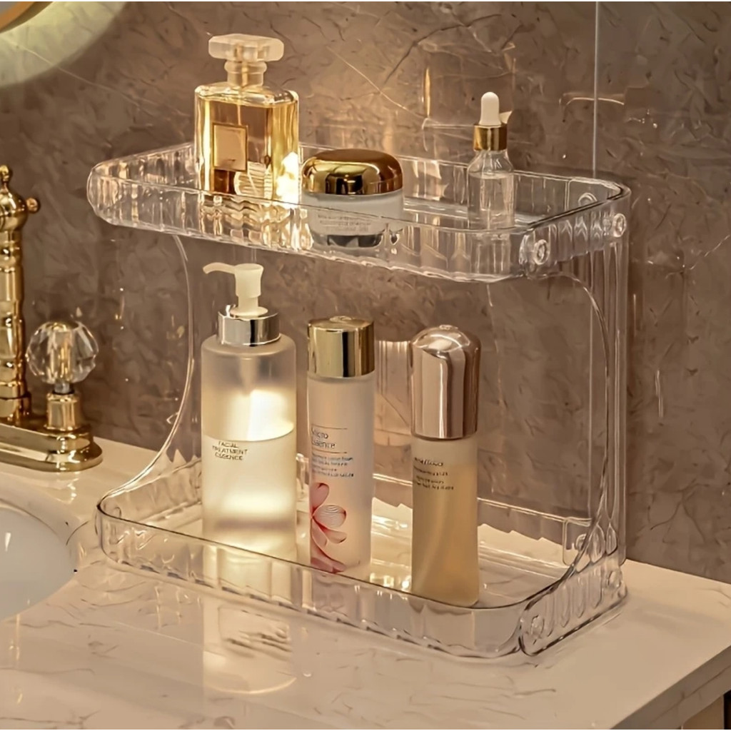 Organizador De Banheiro 2 camadas Prateleira De Maquiagem Acrílica Suporte Cosmético Liptick