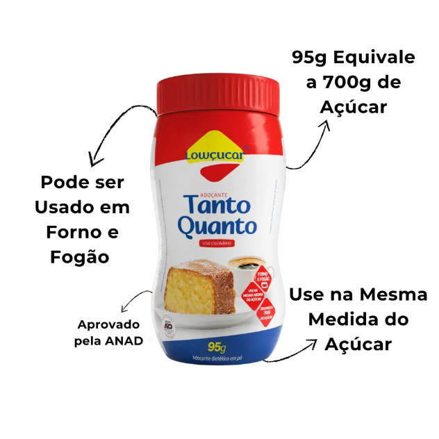 Detalhes do Adoçante Em Pó Tanto Quanto Forno E Fogão Lowçucar 95g