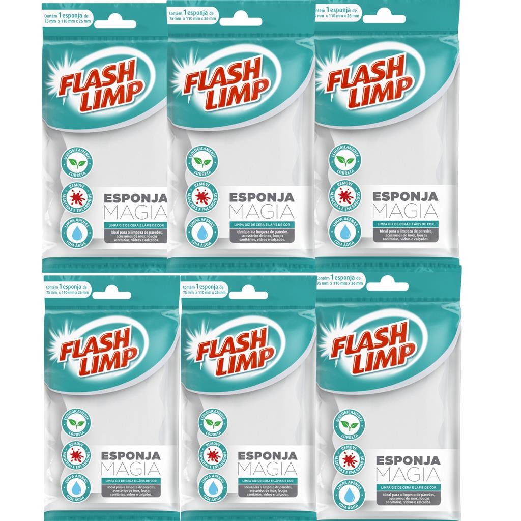 Esponja Magica Tira Mancha c/ 6 Unidades Flash Limp em Oferta na Shopee