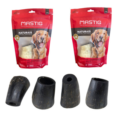 Kit c/ 4 unid. Chifre Bovino Mastig Mordedor Natural P/ Caes Osso Petisco