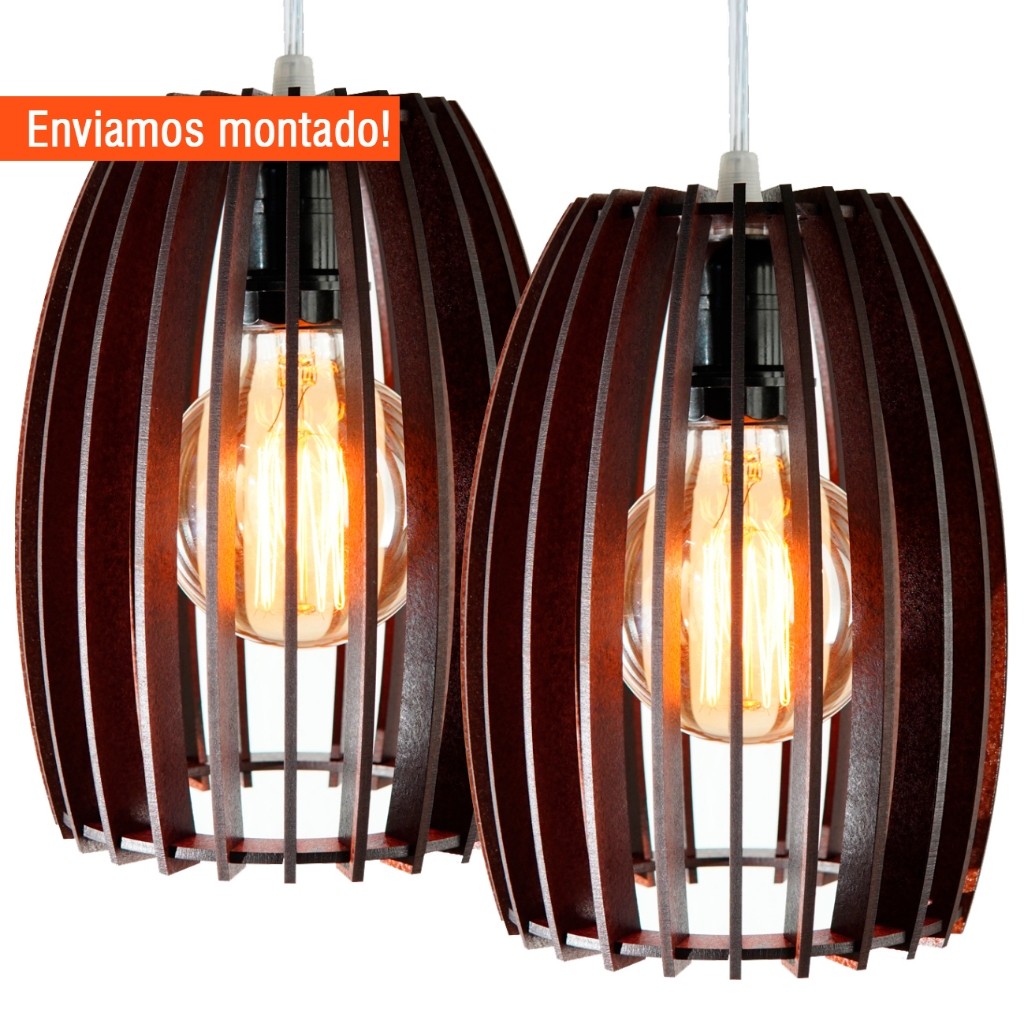 Kit 2 Pendente Luminária Para Sala Cozinha Área Gourmet em MDF Enviamos Montado Achadinhos da Shopee