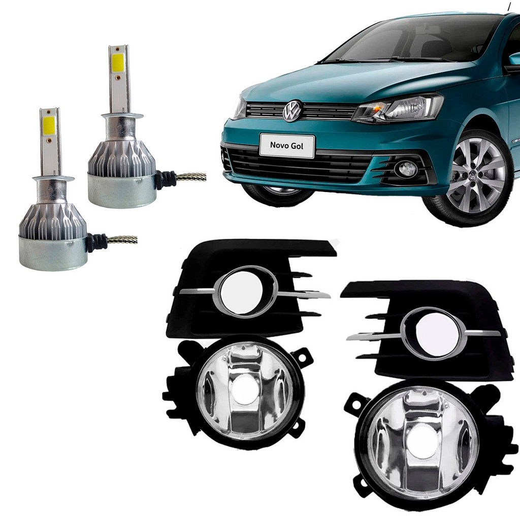 Kit Farol de Milha GOL e Voyage G7 + Par Lâmpadas Super Led Nano Compacta Encaixe HB4 - Automobiles