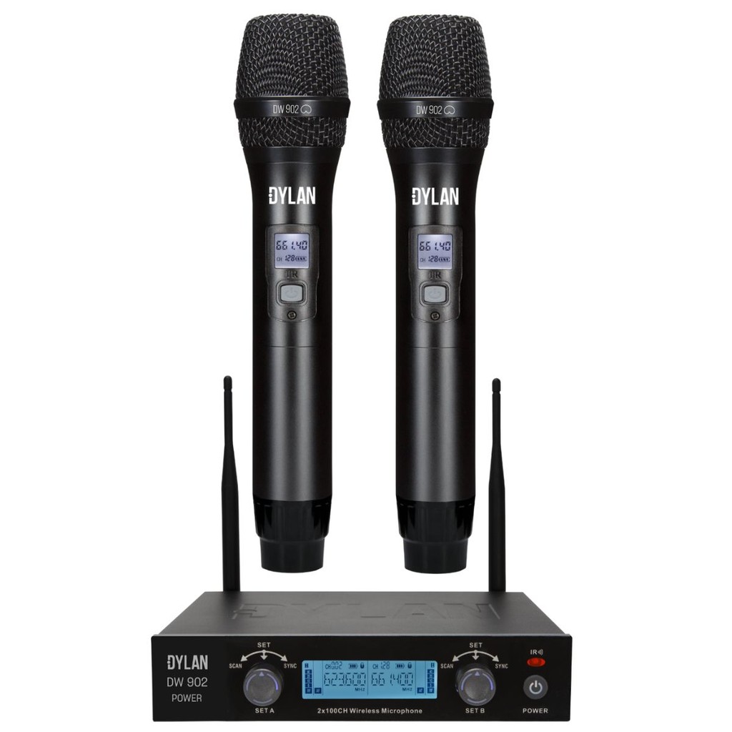Microfone Sem Fio Duplo Dylan DW-902 Power com Bateria Recarregável