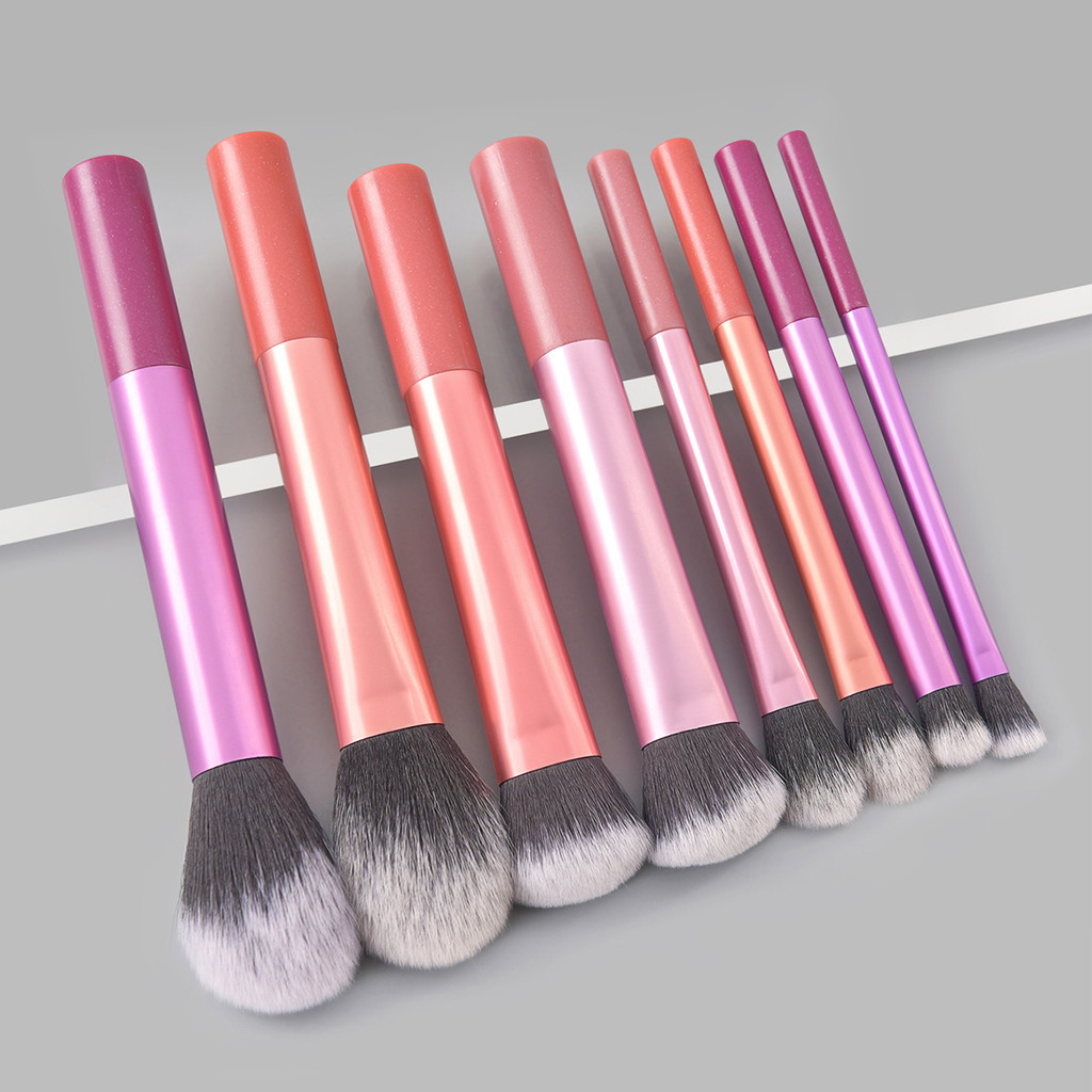 Conjunto de Pincéis de Maquiagem Coloridos com 8 Peças Pincel para Blush Pó Solto e Sombra...