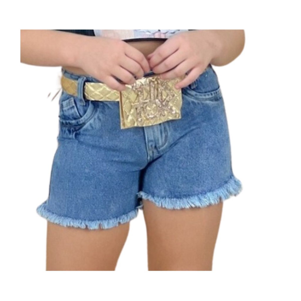 Short Jeans Claro Infantil Menina Juvenil Criança Passeio Aniversário Presente Férias Festa Verão