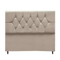 Cabeceira Cama Box Estofada Queen 160 Cm Geovana Suede Cor:bege