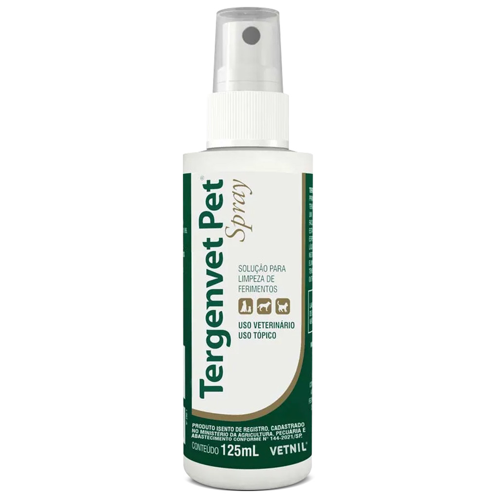 Tergenvet Spray 125ml Limpeza Feridas Cães E Gatos - Vetnil - Pets