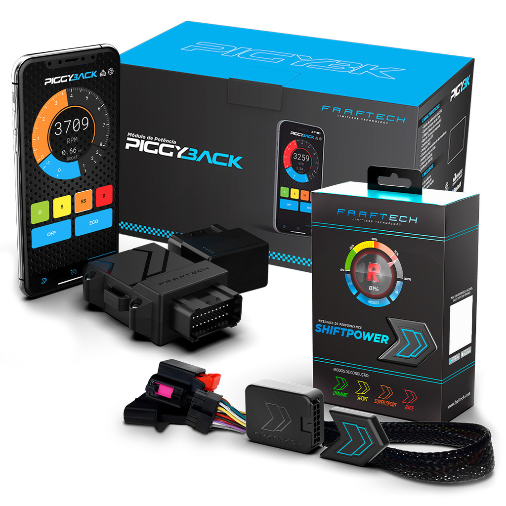 Imagem Módulo Acelerador Chip Piggyback + Pedal Shiftpower Bluetooth 4,0+ - Faaftech - C/ APP - Taos 1.4 250 TSI 2022 a 2024
