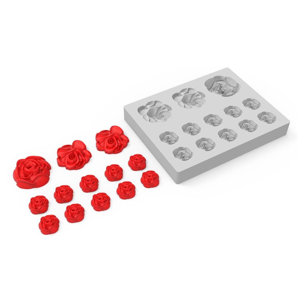 Forma de Silicone Rosas | Mini Rosas 13 Cav. | Lembrancinha | Decorativo | Vela | Saboaria