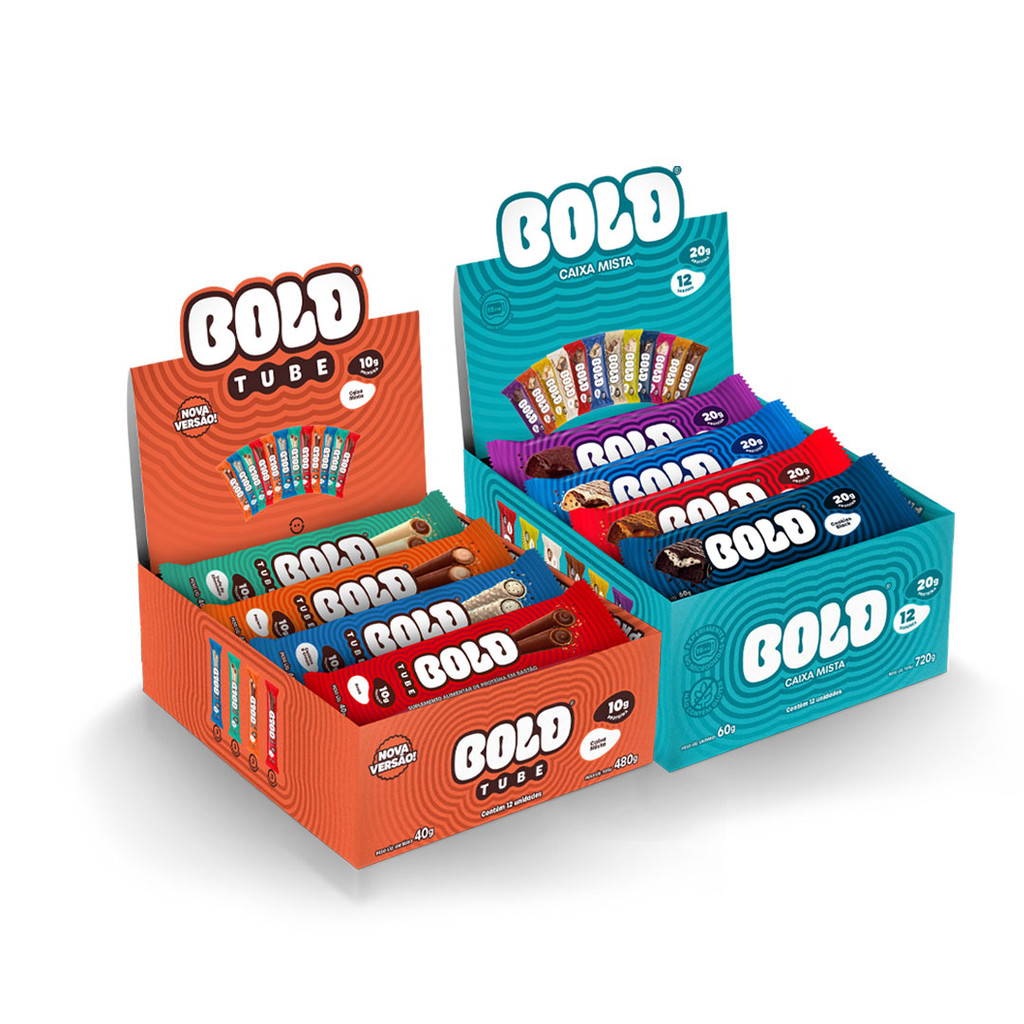 BOLD Snacks barra de proteína - Tube Mista + BOLD Mista (2 Caixas C/ 12 unid.) em Oferta na Shopee