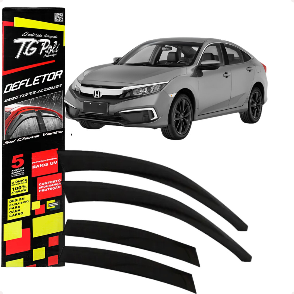 Calha de Chuva Defletor Honda Civic 2017 A 2021 4 Portas Original TG Poli