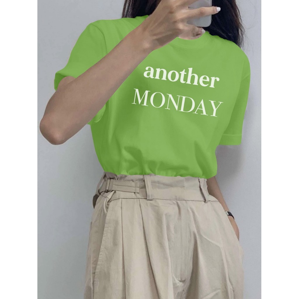 Camiseta Verde Estampado Another Monday Aesthetic Garota Skatistas Moda Jovem Urbano Alternativo