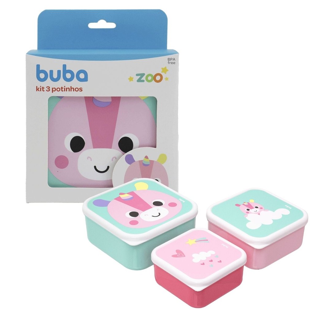 Kit Com 3 Potinhos Zoo Unicórnio 19056 - Buba