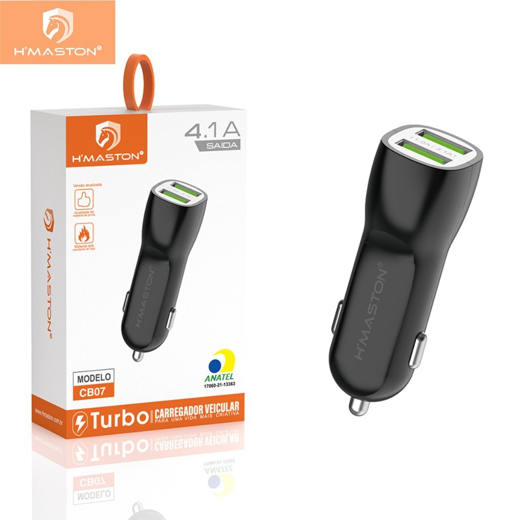 Carregador para Celular Veicular H'Maston CB-07 Carro Fonte 2 entradas USB