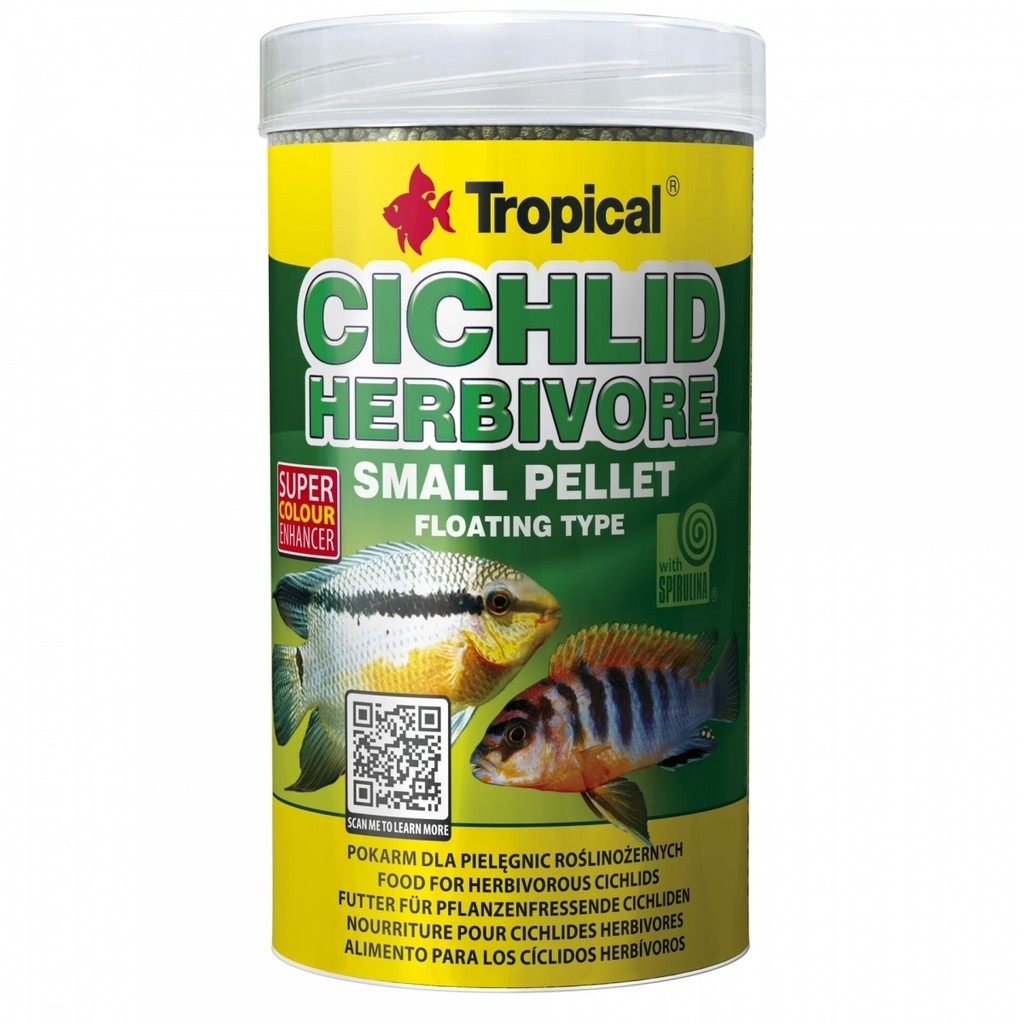 Ração P/ Peixe Cichlid Herbivore Small Pellet 360g Tropical