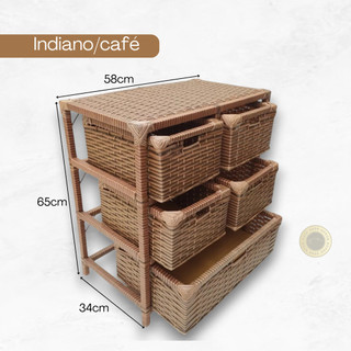 Gaveteiro Organizador Fibra Sintética 5 Gavetas 58x34x65 - Cômoda Multiuso Quarto Banheiro Montado