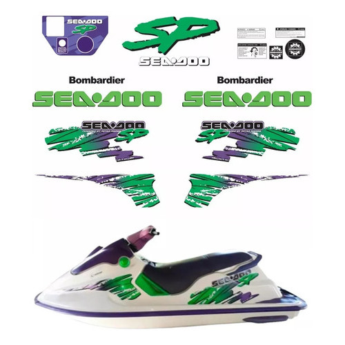 Kit Adesivos - Sea Doo Sp Bombardier Para Jet Ski (verde)