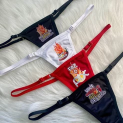 Kit 3 Calcinhas Frases Sensual Tanga Fio Dental Erótica com Regulagem Tamanho Único