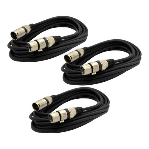 Kit 3 Cabos Microfone / Dmx / Xlr Canon Balanceado 2 Metros