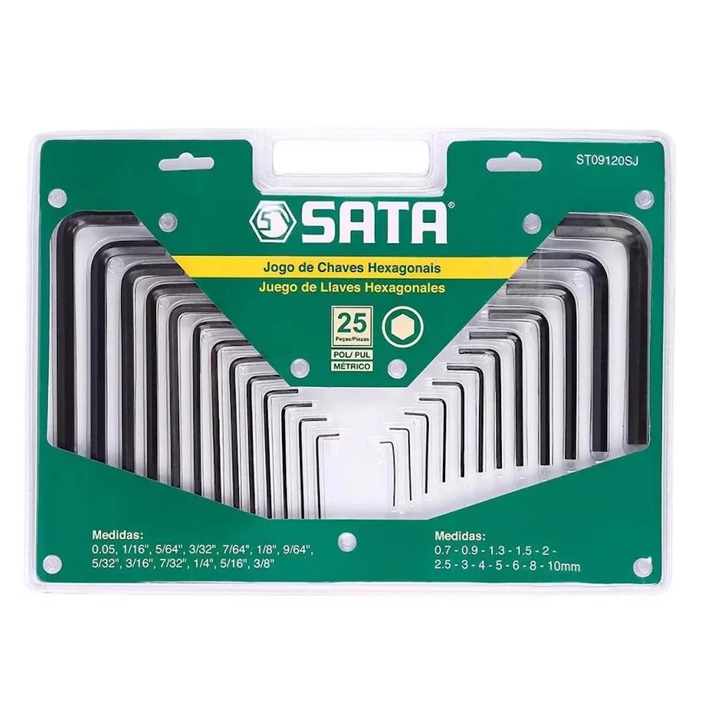Kit Jogo De Chave Allen Longa E Curta Em Aço Cr-V Cromo Vanádio 25 Peças SATA ST09120SJ Original em Oferta na Shopee