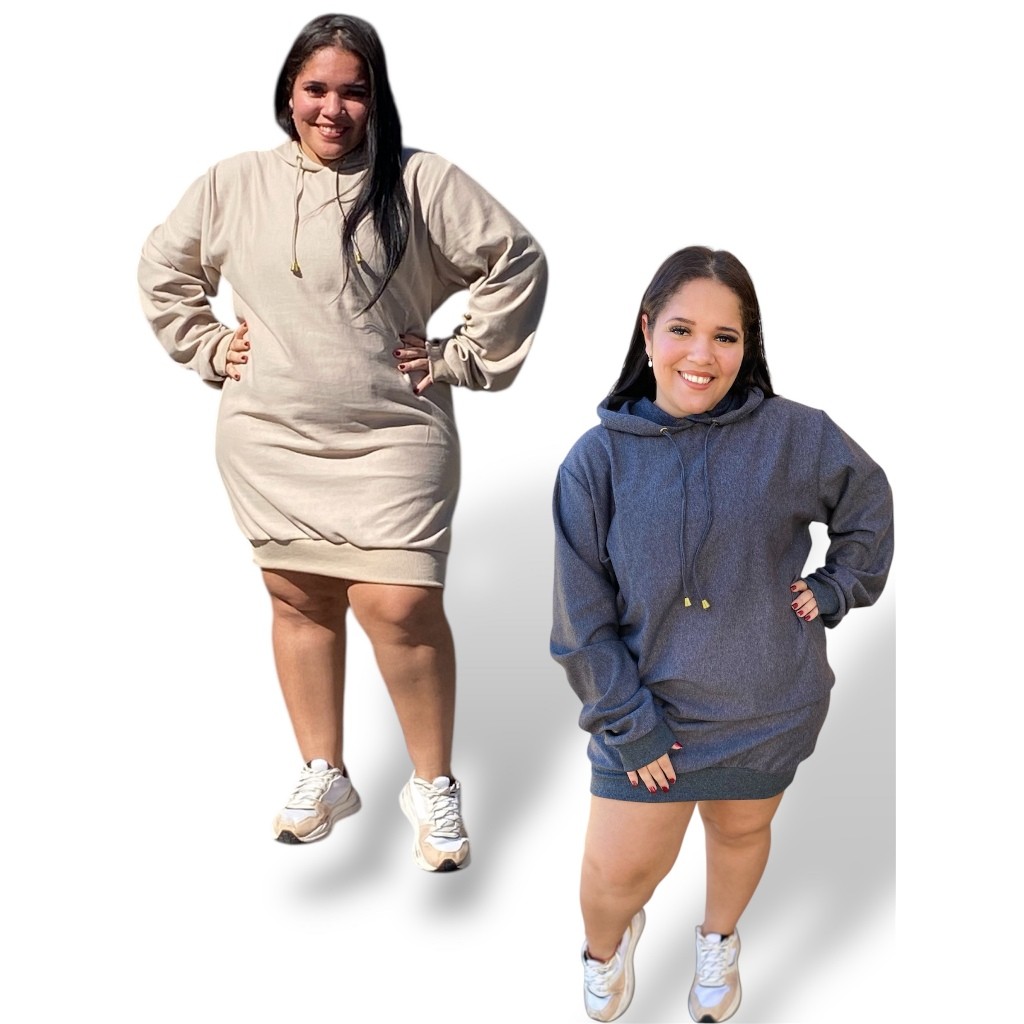 Vestido Blusão Moletom Com Capuz  Inverno Frio, Conforto de Moletom, Estilo de Look Pronto