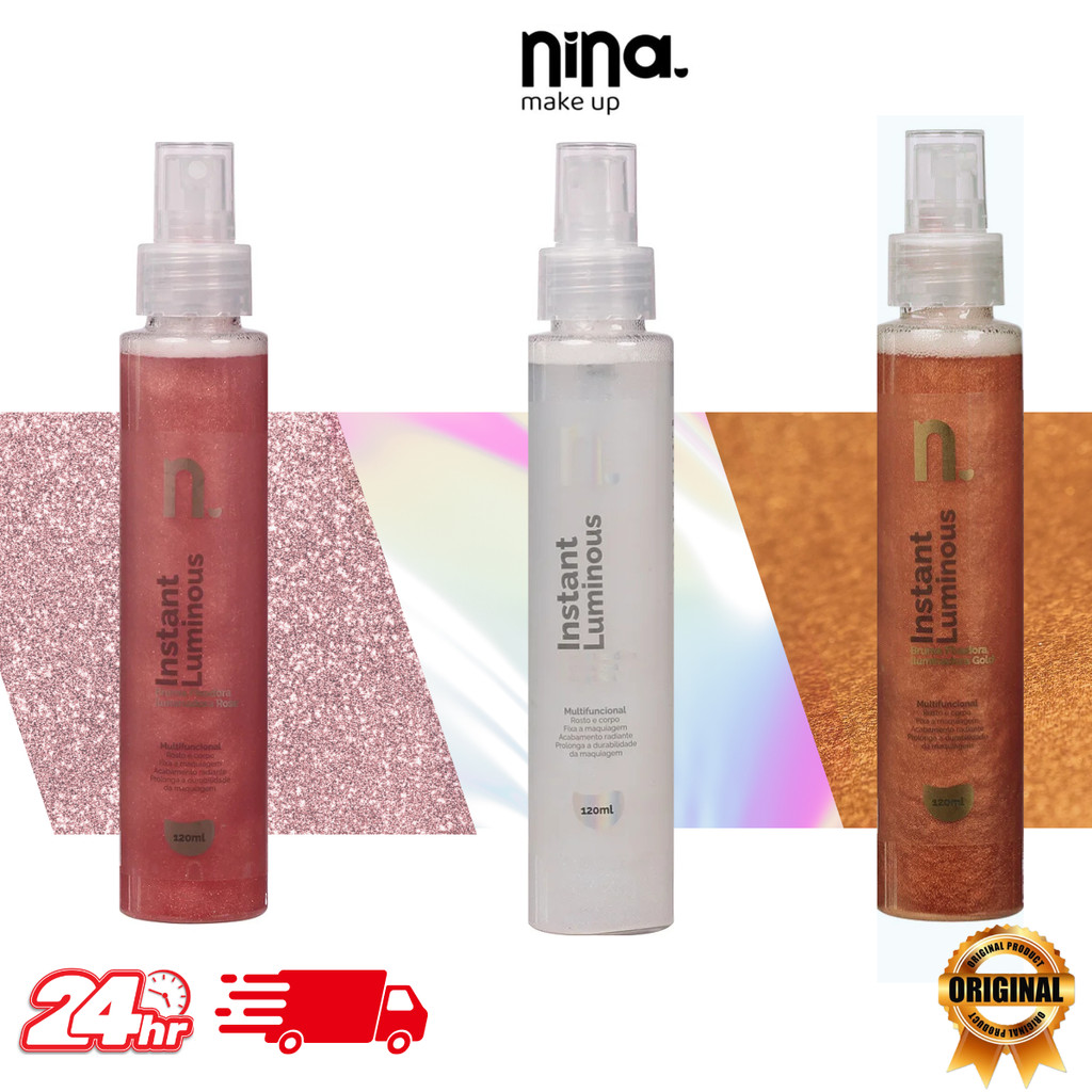 Bruma Fixadora Nina Make Up Instant Luminous 120ml Iluminadora Holográfica em Oferta na Shopee