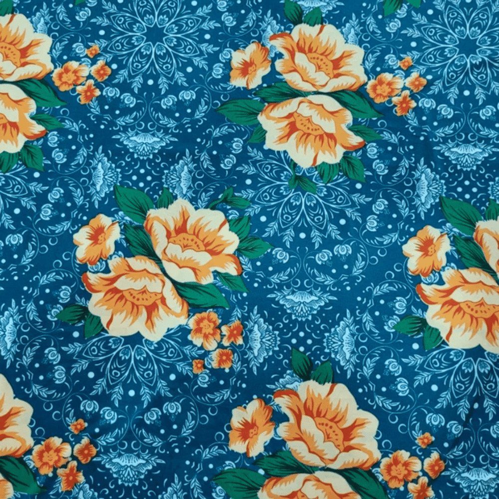 Tecido Malha Liganete Estampada - 50cm x 1,60m - Verde Água Florido