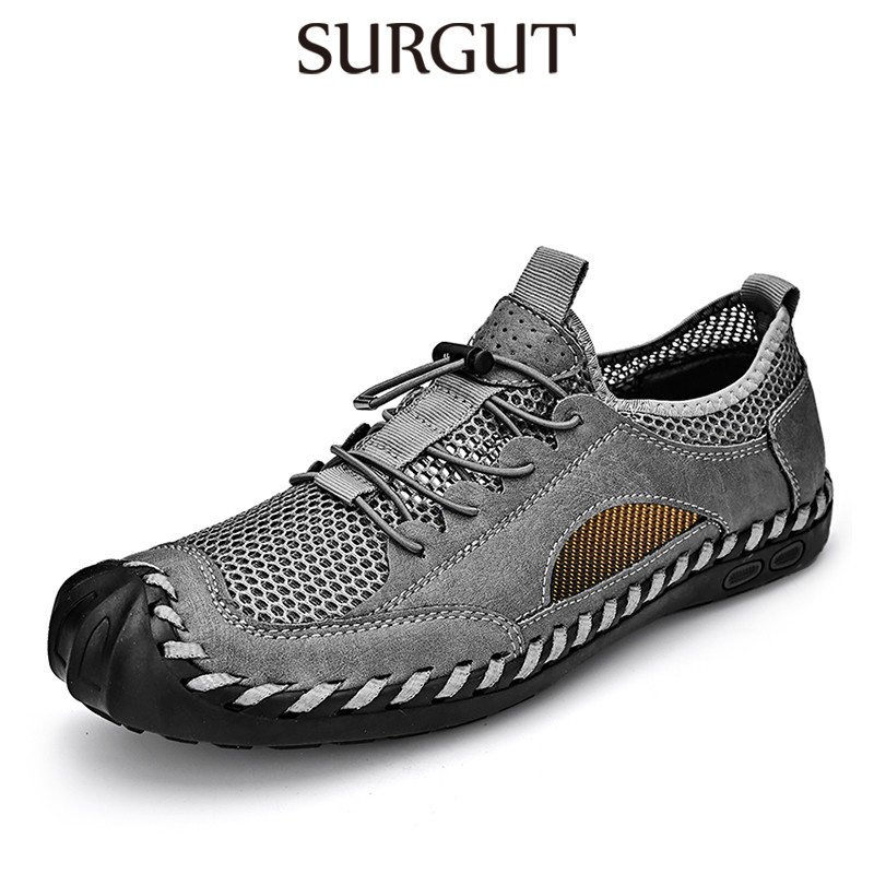 SURGUT Novo Verão Sandálias Masculinas Artesanal Malha De Couro Respirável Macio Antiderrapante Moda Casuais Tamanho 38- em Oferta na Shopee