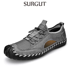 SURGUT Novo Verão Sandálias Masculinas Artesanal Malha De Couro Respirável Macio Antiderrapante Moda Casuais Tamanho 38-