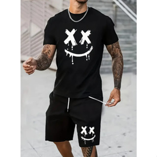 Conjunto Camisa Oversized Smile + Bermuda Tactel Masculino Sorriso Gráfico em Oferta na Shopee