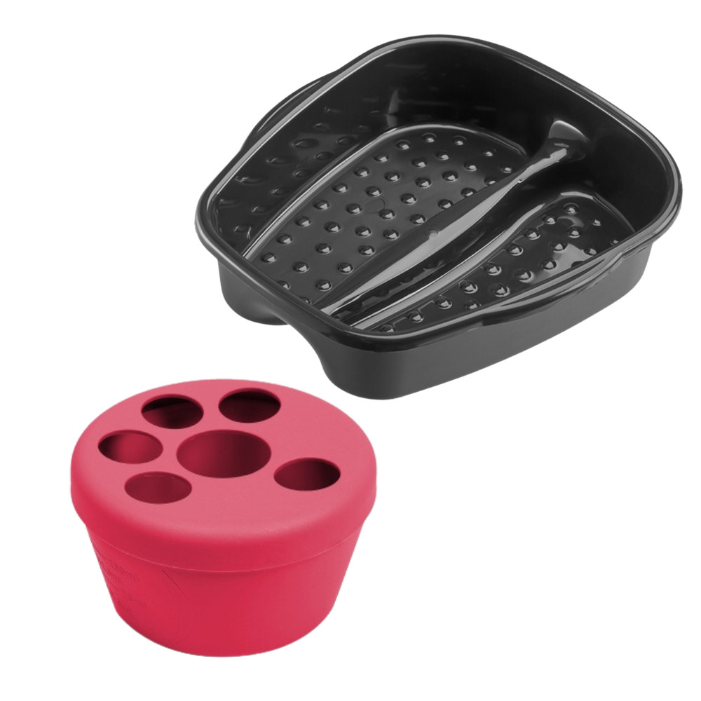 Kit Tigela Cutícula + Bacia Pés Pedicure Manicure Salão de Beleza Multiuso Relaxamento Dompel - Preto