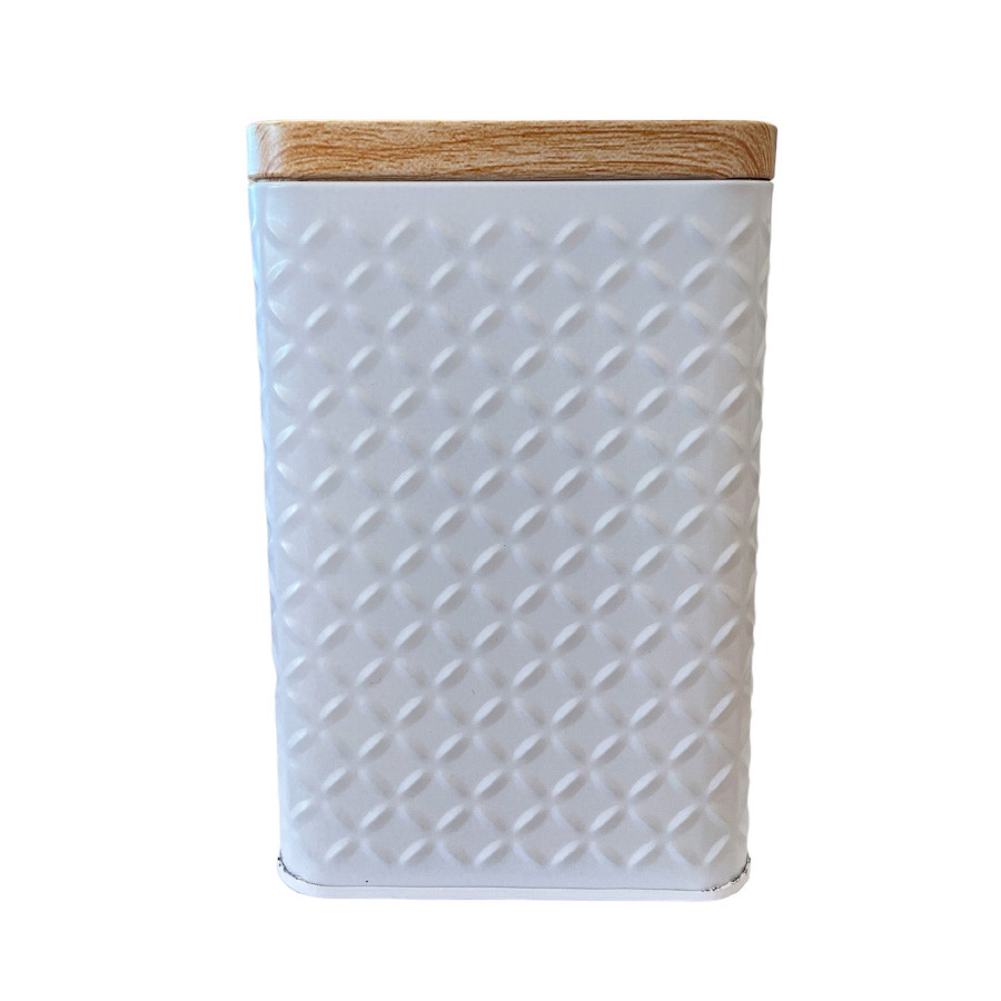 Lata de Metal Quadrada Texturizada - Branca - 10,5x16cm - 1 unidade - Rizzo