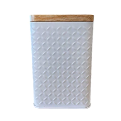 Lata de Metal Quadrada Texturizada - Branca - 10,5x16cm - 1 unidade - Rizzo
