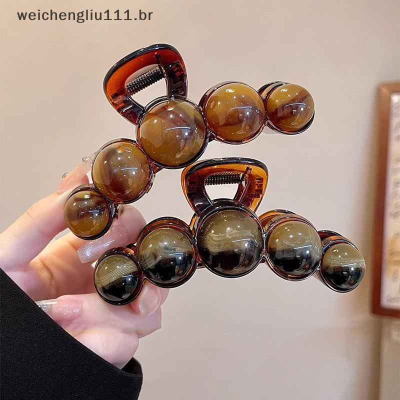 # weicheng Garra De Cabelo Acrílico Temperamento Retrô Para Mulheres Meninas Versátil Grande Clipe De Tubarão Prendedor em Oferta na Shopee