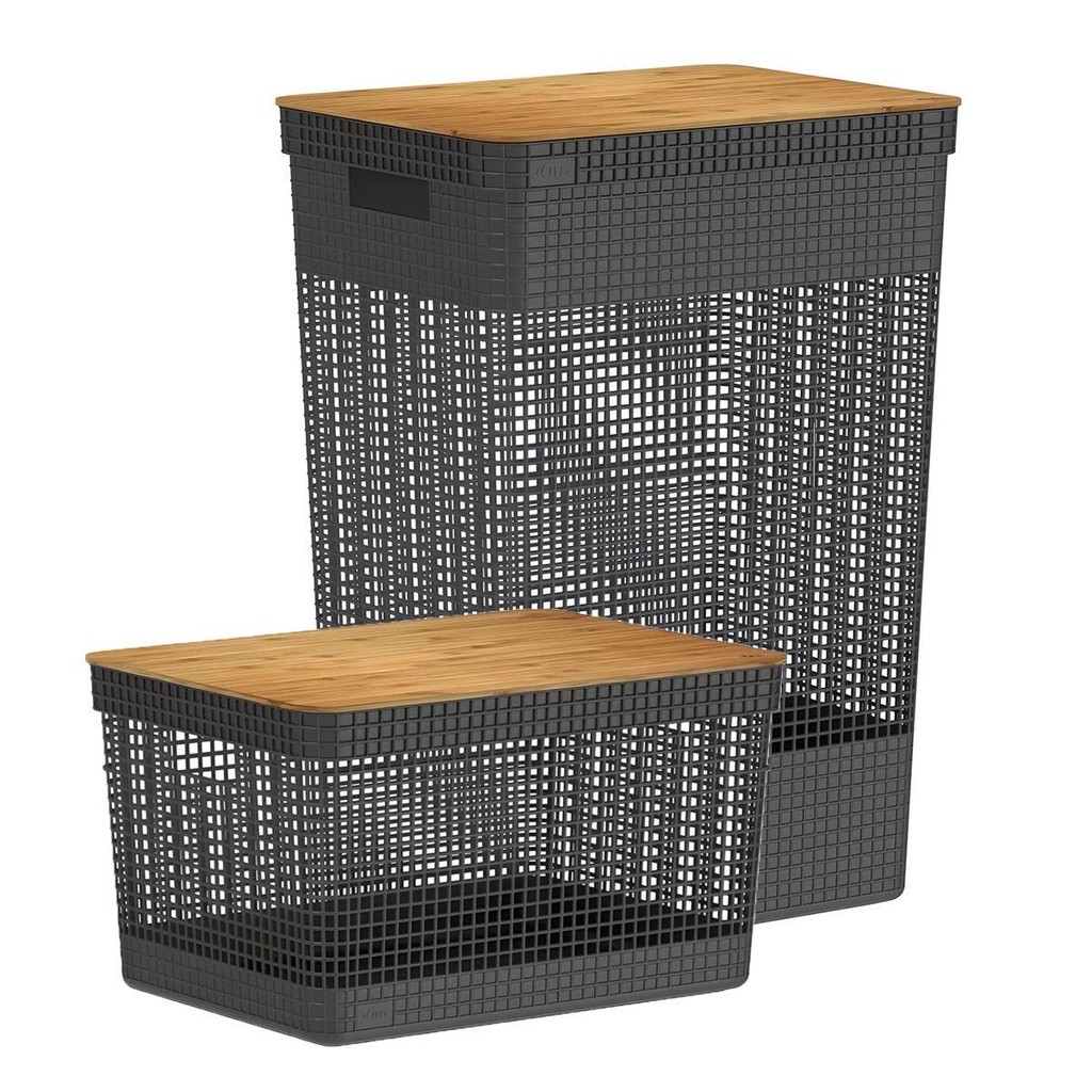Kit de Cestos Grid Tampa Bambu 20L e 49L - Ou em Oferta na Shopee