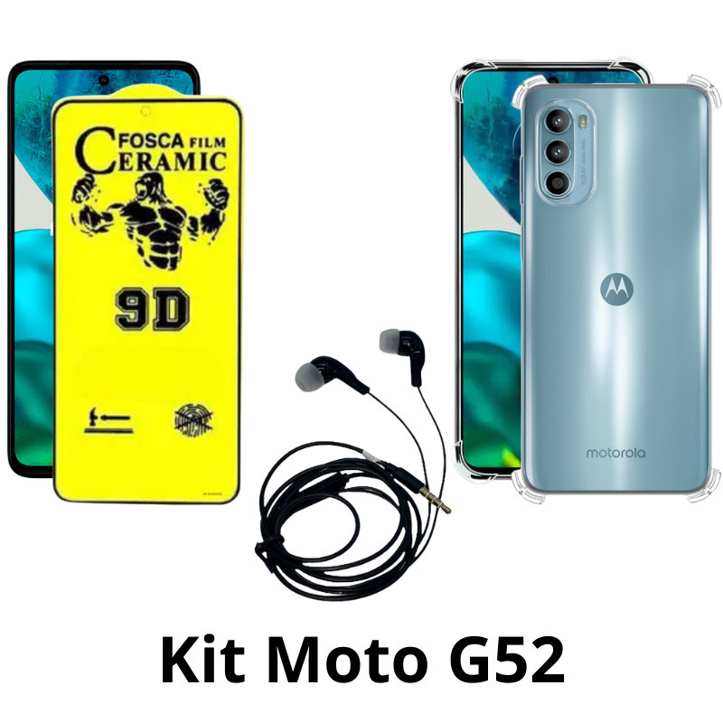 Película Fosca + Capinha TPU + Fone de Ouvido para Motorola Moto G52