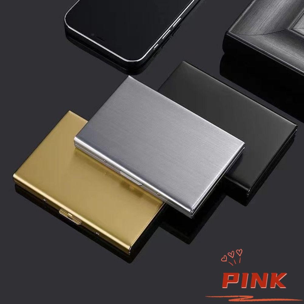 Porta-Cartões De Identificação PINK1 , Crédito Anti RFID Inoxidável , Carteira Curta Fashion Slim 6/10 Slots Para Viagem