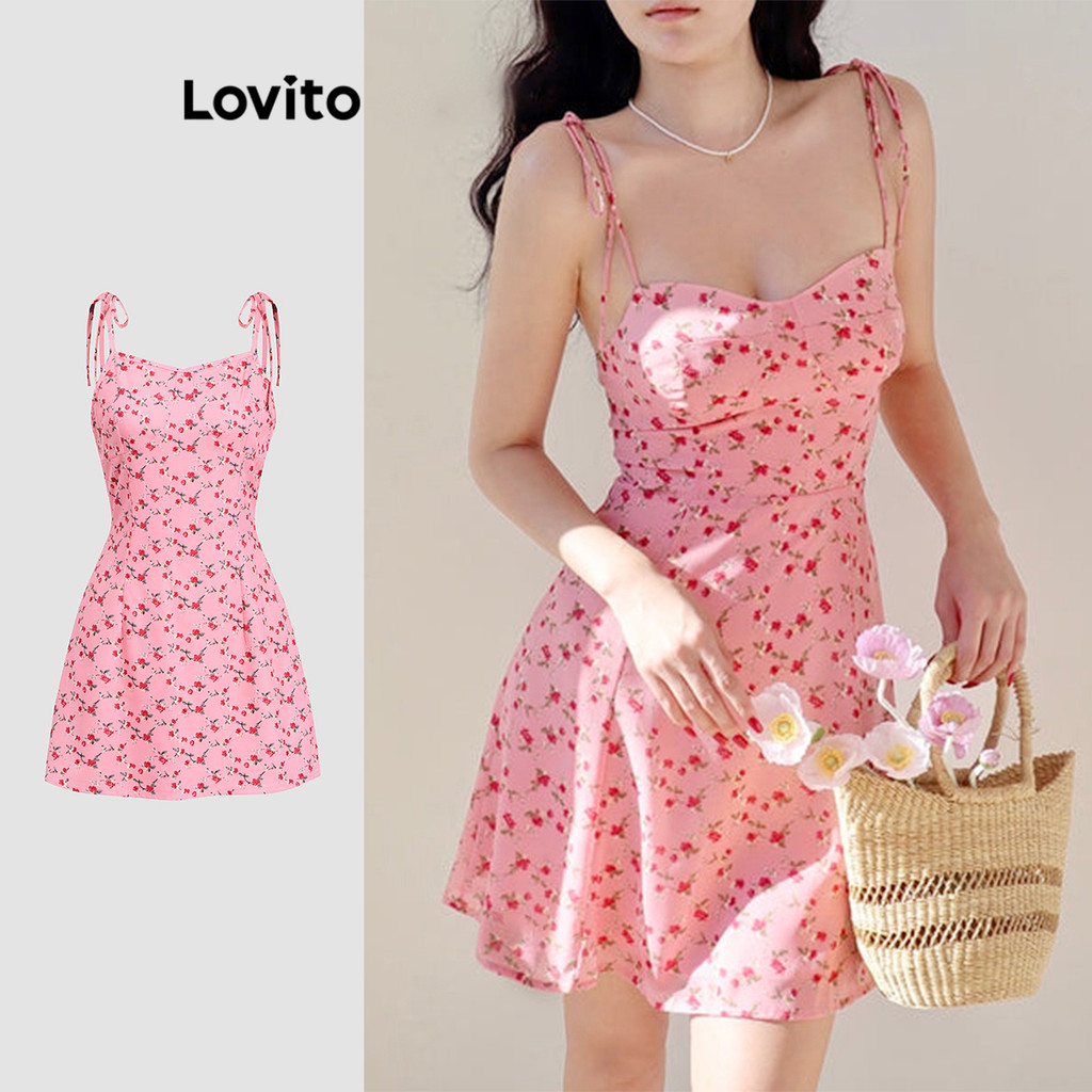 Lovito Vestido Boho Ditsy Floral Com Cadarço Para Mulheres L112ED624 - Women Clothes