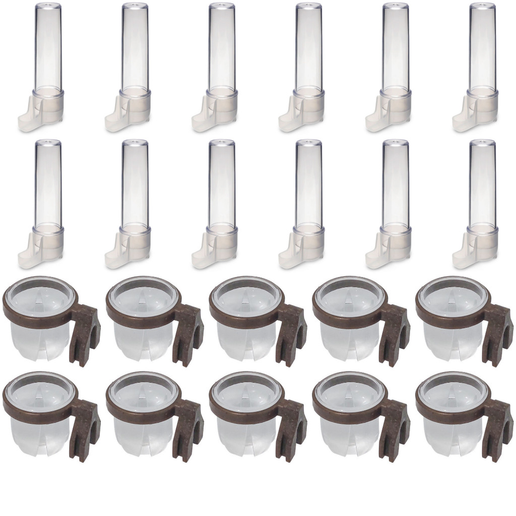 12UN Bebedouro Pássaros Pequeno Cristal 30ml + 10 Porta Vitaminas Rubi Pequeno Madeira Escura 14ml em Oferta na Shopee