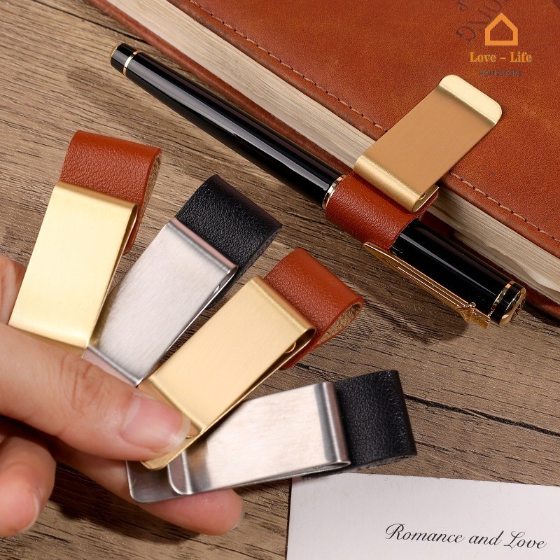 Mini Porta-Canetas Removível-Braçadeira De Lápis De Papel Para Caderno De Metal Em Aço Inoxidável-Suprimentos Estacionár